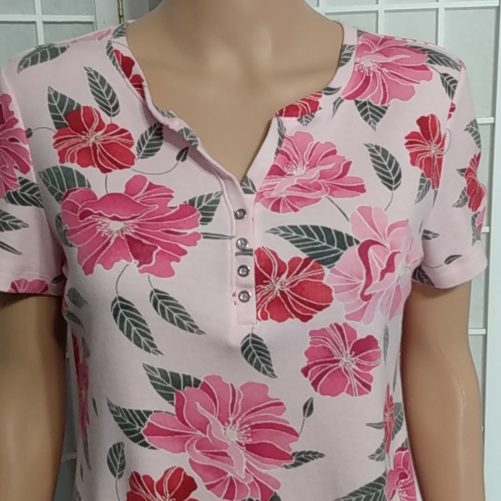 Karen Scott Floral Top – Pink – Women Size S - Picture 3 of 8